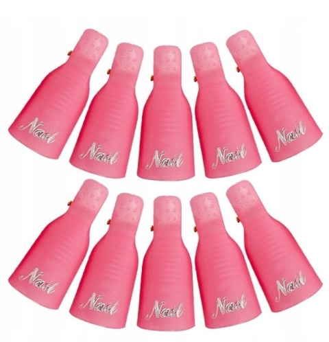 Klipsy do usuwania hybrydy, akrylu, żelu, różowe 10 szt.