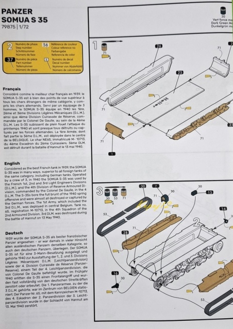 Model francuskiego czołgu Somua S 35 Heller skala 1:72