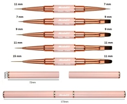 Model12 Pędzelek Dwustronny 5 sztuk do paznokci, Żelu, Akrylu , różowe + wzornik lakieru