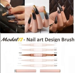 Dwustronny Pędzelek do paznokci Akrylu Żelu okrągły 9 mm, płaski koci język 9mm