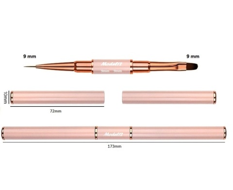 Dwustronny Pędzelek do paznokci Akrylu Żelu okrągły 9 mm, płaski koci język 9mm