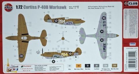 Plastikowy model samolotu Curtiss P-40B Warhawk Airfix Skala 1:72