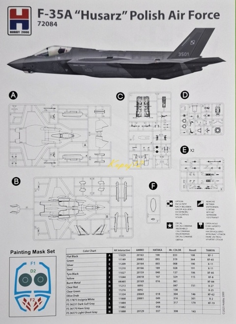 Plastikowy model samolotu F-35A Husarz Polskie Siły Zbrojne Hobby 2000 Skala 1:72 72084