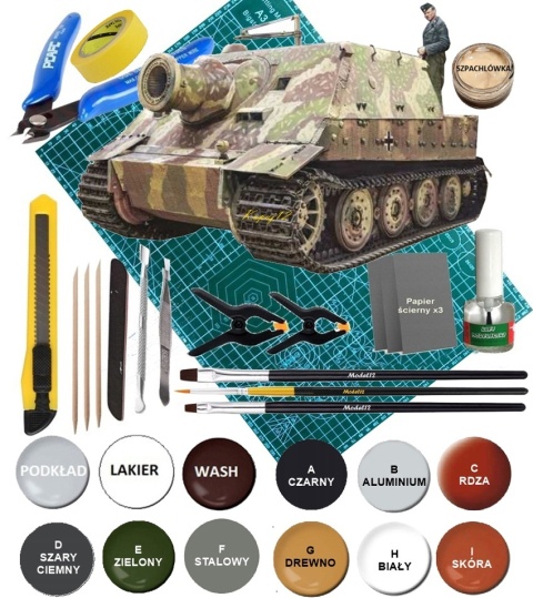 Czołg model Sturmmorser Tiger moździerz rakietowy 38cm Italeri Skala 1:35_6573