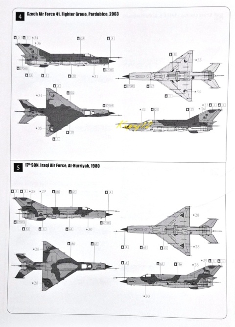 MODEL samolotu do sklejania Mig-21MF 5 wersji malowania Smer skala 1:72 0924