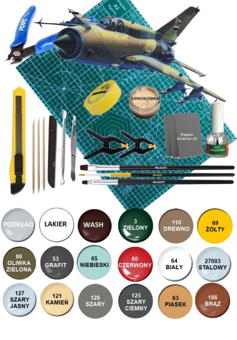 MODEL samolotu do sklejania Mig-21MF 5 wersji malowania Smer skala 1:72 0924