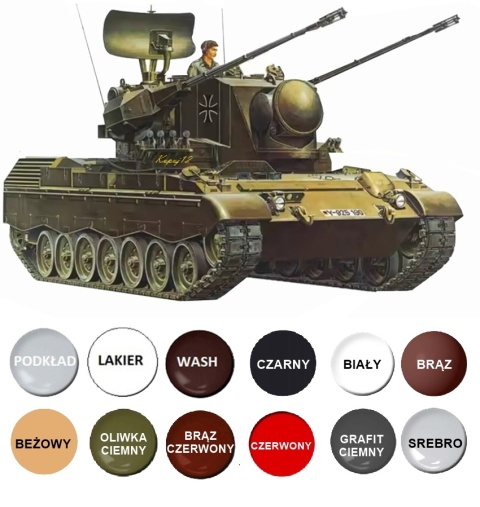 Model niemieckiego czołgu przeciwlotniczego Flakpanzer Gepard Tamiya Skala 1:35 35099