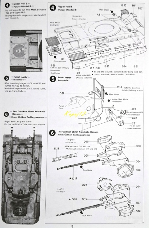 Model niemieckiego czołgu przeciwlotniczego Flakpanzer Gepard Tamiya Skala 1:35 35099