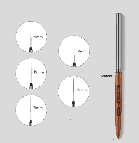 Pędzelek Zestaw 5 Pędzelków Do Żelu Zdobień, Drewniana Grawerowana Rączka