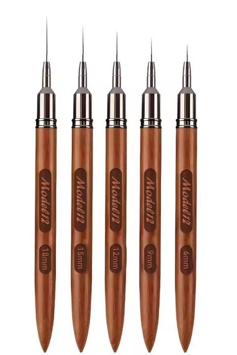 Pędzelek Zestaw 5 Pędzelków Do Żelu Zdobień, Drewniana Grawerowana Rączka