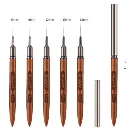 Pędzelek Zestaw 5 Pędzelków Do Żelu Zdobień, Drewniana Grawerowana Rączka