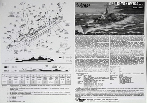 Okręt polski niszczyciel ORP Błyskawica skala 1:400 Mirage 400615