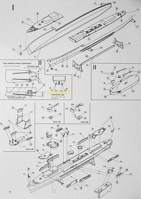 Okręt polski niszczyciel ORP Grom skala 1:400 Mirage 400612