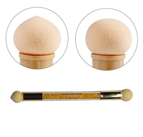 Pędzelek Aplikator do ombre stempel do lakierów hybrydowych pędzel + 10 gąbek