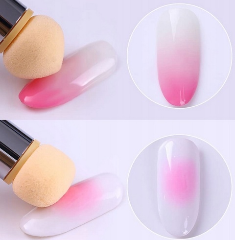 Pędzelek Aplikator do ombre stempel do lakierów hybrydowych pędzel + 10 gąbek