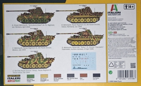 Model niemieckiego czołgu Panther Ausf.A Sd. Kfz.171 Italeri Skala 1:72 7018