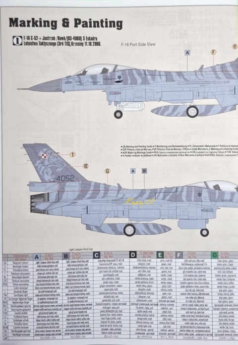 Model samolotu do sklejania F-16CJ-52+Tiger Demo Team MisterCraft skala 1:72 041156