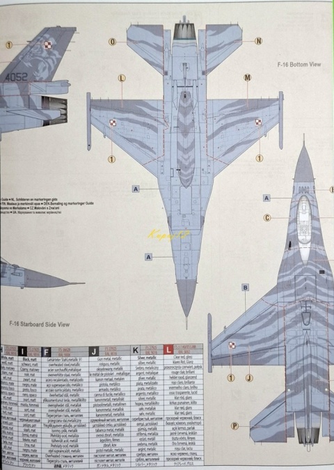 Model samolotu do sklejania F-16CJ-52+Tiger Demo Team MisterCraft skala 1:72 041156