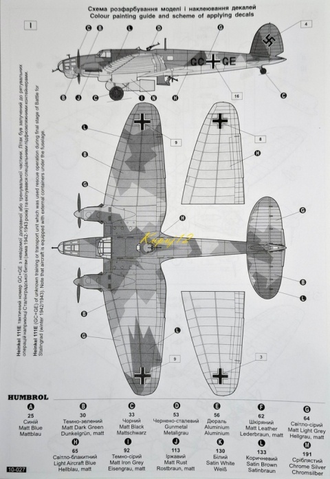 Model samolotu do sklejania Heinkel He 111E Emil Roden Skala 1:72