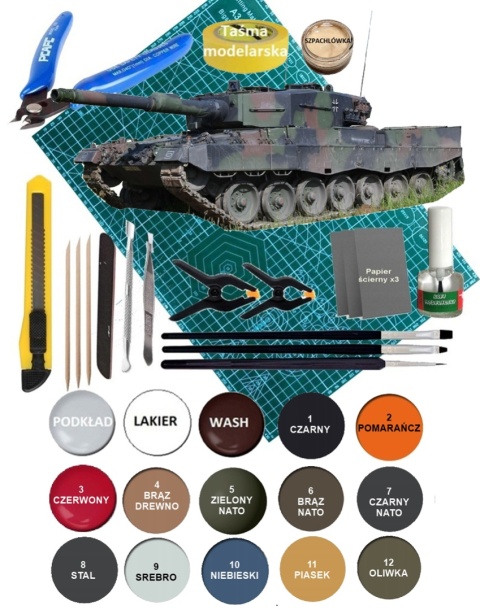 Plastikowy model czołgu Niemiecka Armia Leopard 2A4 Academy Skala 1:72 13428