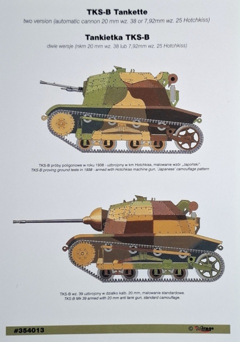 Plastikowy model czołgu Tankietka TKS-B Mirage skala 1:35_354013
