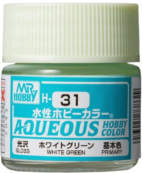 Mr.Hobby Color H031 White Green, Biało-zielona błyszcząca. Farba modelarska akryl 10 ml